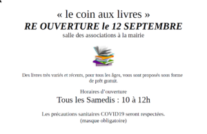 Le coin aux livres fait sa rentrée le 12 septembre.